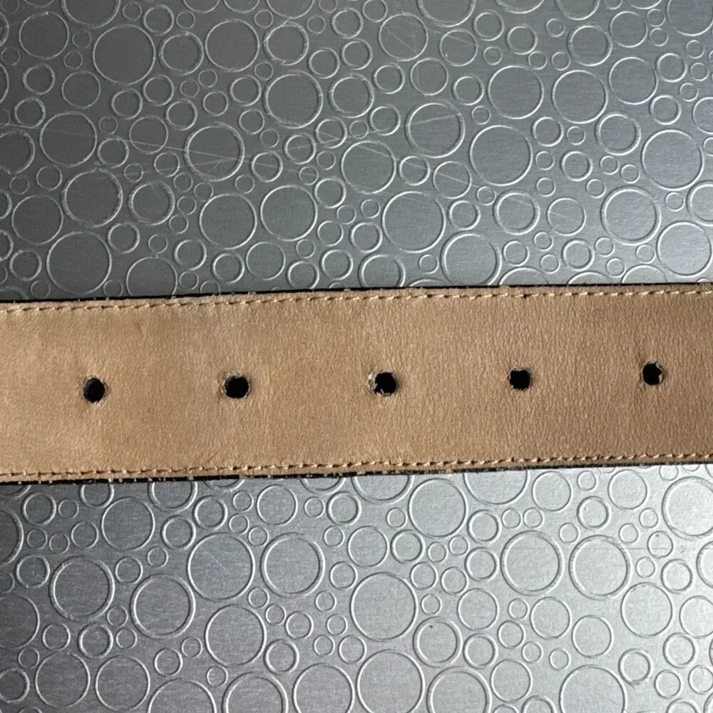 Vintage Brighton Black Croc Embossed Leather Belt S Faux Pearl Buckle 23503